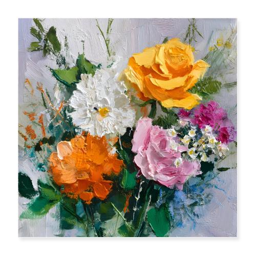 Impasto Bloom Burst - Poster 16x16