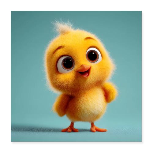 Cute Cartoon Yellow Baby Chick Wall Print - Poster 16x16
