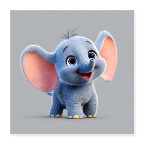 Joyful Baby Elephant - Poster 16x16