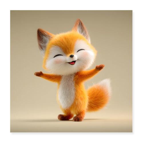Smiling Baby Fox - Poster 16x16