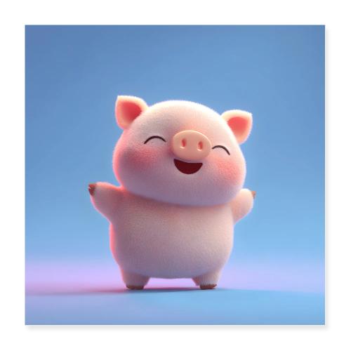 Joyful Baby Pig - Poster 16x16