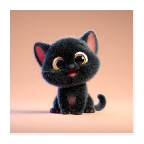 Playful Black Kitten - Poster 16x16
