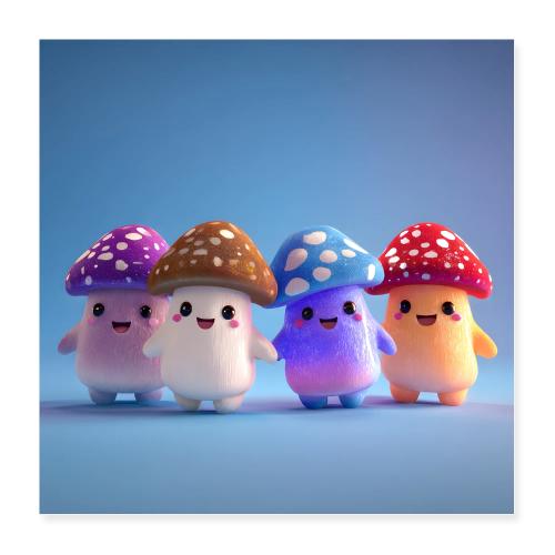 Enchanted Mushroom Quartet - Poster 16x16