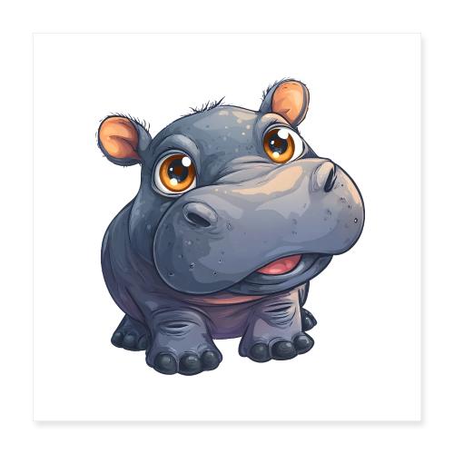 Happy Little Hippo - Poster 16x16