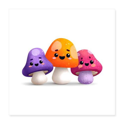 Mushroom Trio Delight - Poster 16x16