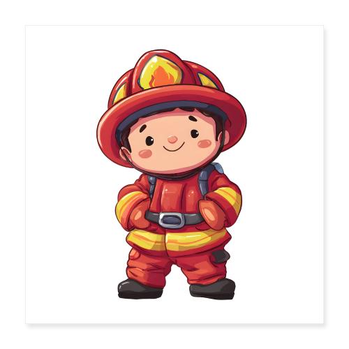 Brave Firefighter in Action - Poster 16x16