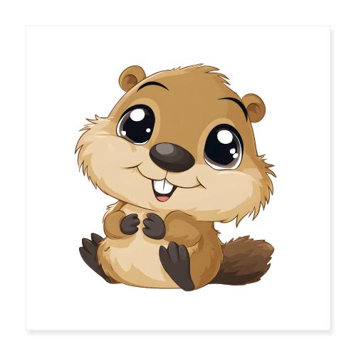 Happy Baby Beaver - Poster 16x16
