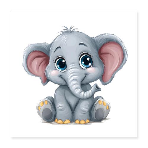 Baby Elephant Charm - Poster 16x16
