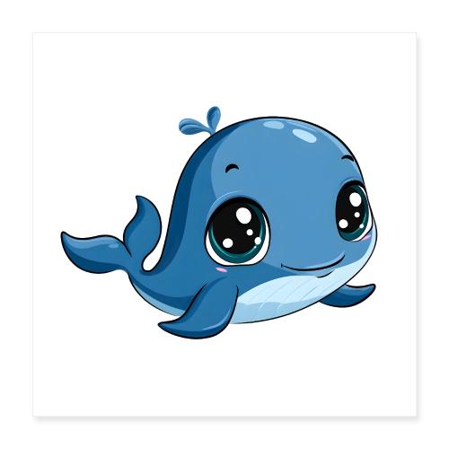 Gentle Blue Baby Whale - Poster 16x16