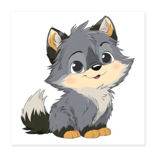 Smiling Baby Wolf - Poster 16x16