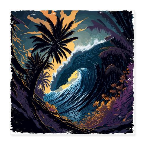 Moonlight Jungle Wave - Poster 16x16