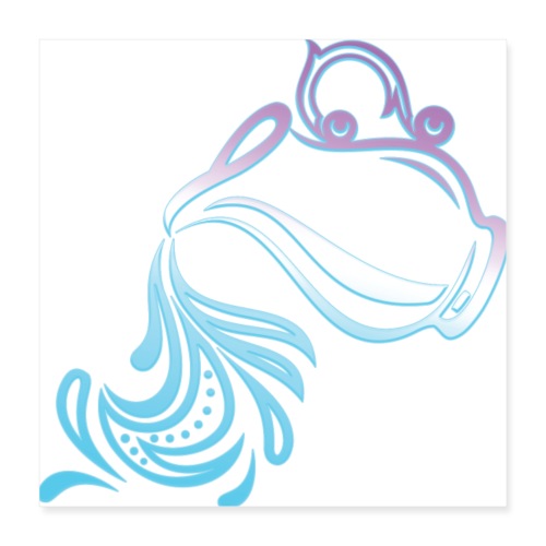 Aquarius Zodiac Air Sign Water Bearer Logo - Poster 16x16