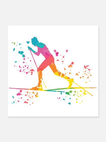 Ski de fond Nordic XC - Poster 16 x 16 po - blanc - Devant