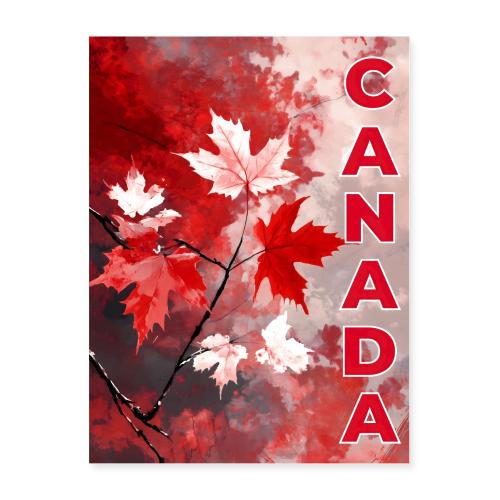 Canada poster, with red and white maple leaves - Poster 18x24