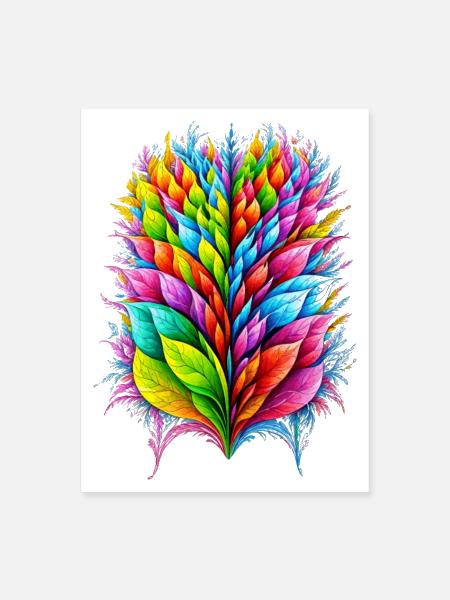 A floral fractal pattern colorful and bright - Poster 18x24 - white - Front