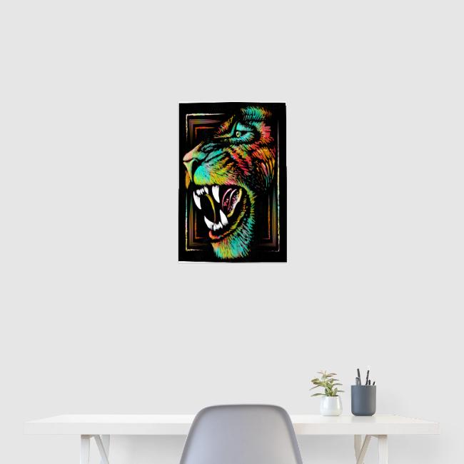 Colourful Roaring Lion Poster - Lion Head Poster