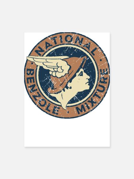 Ultra Vintage National Benzole Mixture Emblem - Poster 18x24 - white - Front