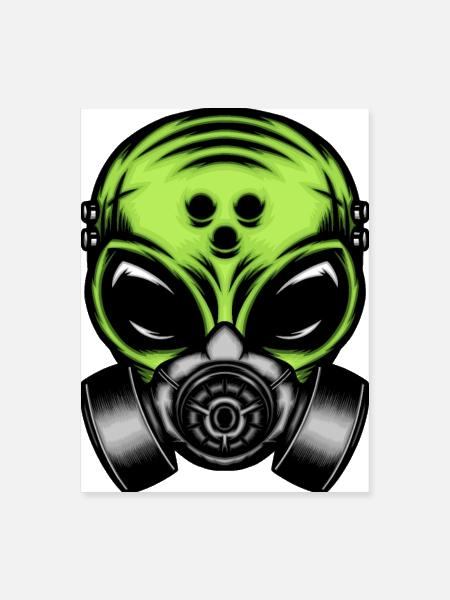 Green alien with gas mask - Poster 18x24 - white - Front