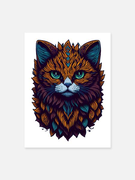 illustration feather cat - Poster 18x24 - white - Front