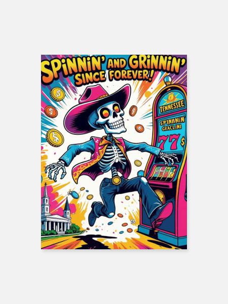 Spinnin’ and Grinnin’ Forever – Psychedelic Cowboy - Poster 18x24 - white - Front