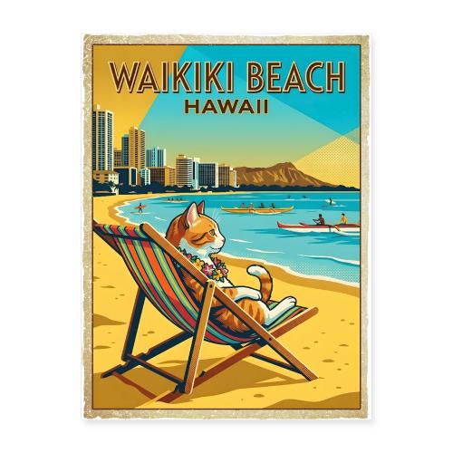 Waikiki Beach Cat - Poster 18x24