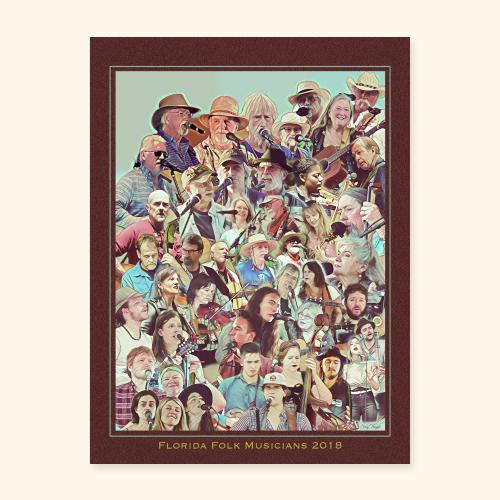 Florida Folk Musicians 2018 - Maroon Border - Poster 18x24