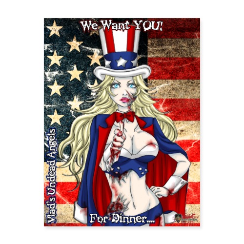 Undead Angels Classics: Zombie Patriotic Samantha - Poster 18x24