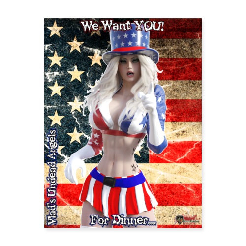 Undead Angel Hybrids: Zombie Patriotic Samantha - Poster 18x24
