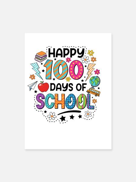 100 Days of School Kaleidoscope - Poster 18x24 - white - Front