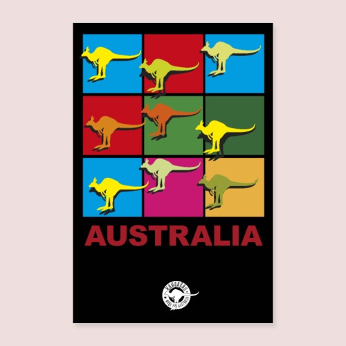 Australia kangaroos Black poster - Poster 24x36