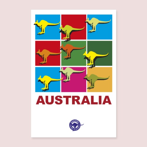 Australia kangaroos White poster - Poster 24x36