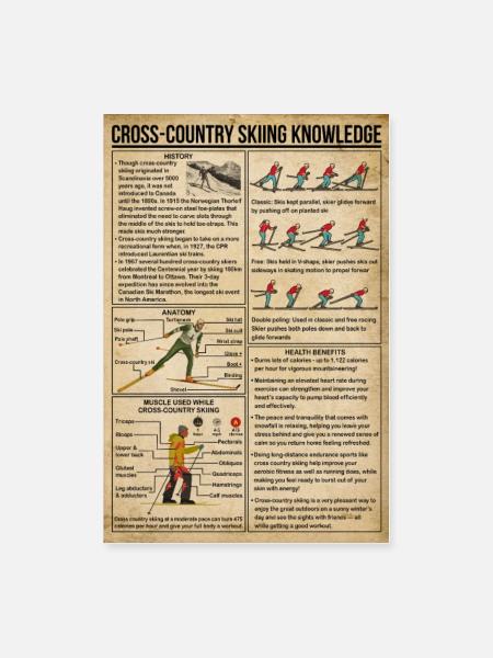 Affiche de connaissances sur le ski de fond - Poster 24 x 36 po - blanc - Devant