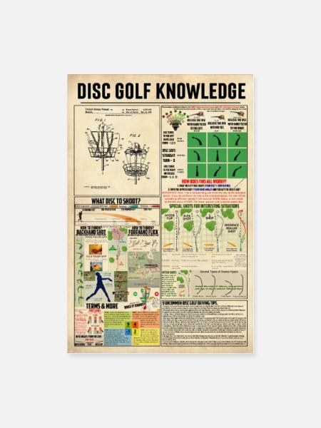 Disc Golf Knowledge Poster, Disc Golf Lovers Gift - Poster 24x36 - white - Front