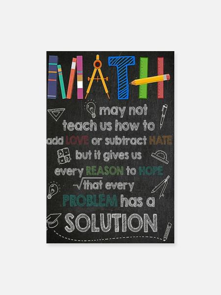 Math Knowledge Poster, Math Teachers Poster - Poster 24x36 - white - Front