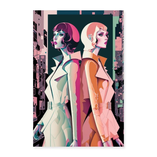Trench Coats - Vibrant Colorful Fashion Portrait - Poster 24x36