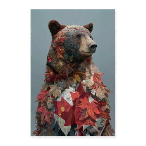 Canada: Leaves & Bear - Poster 24x36