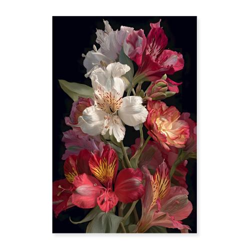 Digital Painting: Red and white blooms - Poster 24x36