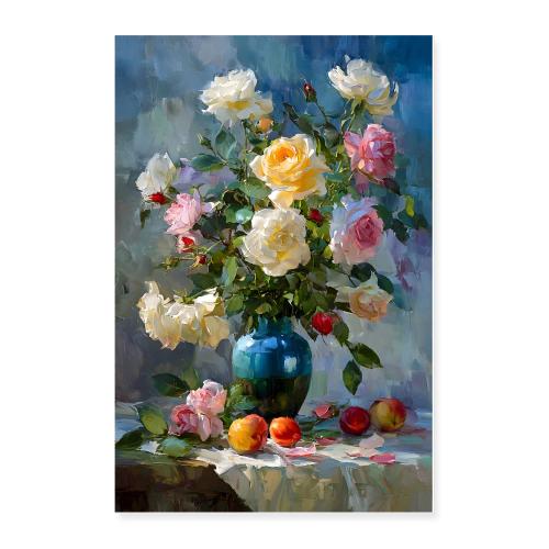 Digital Painting: Peach & Petals - Poster 24x36