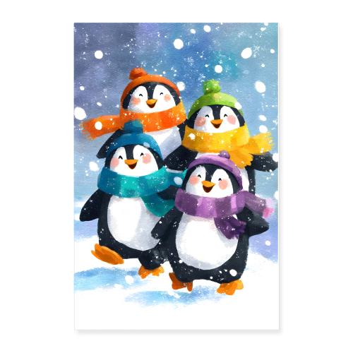 Snowy Penguin Parade - Poster 24x36