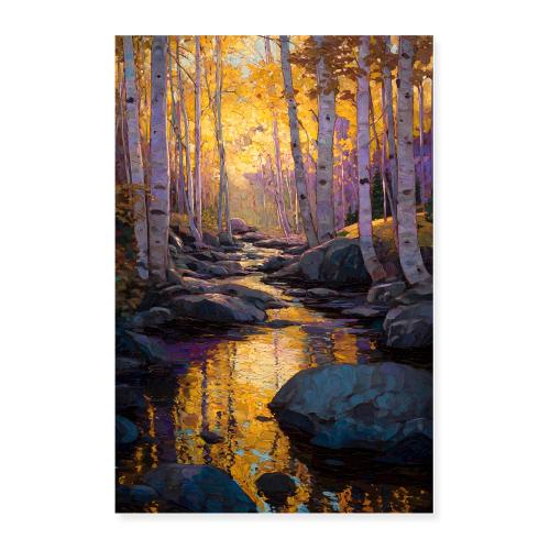 Digital Painting: Echoes of a Golden Stream - Poster 24x36