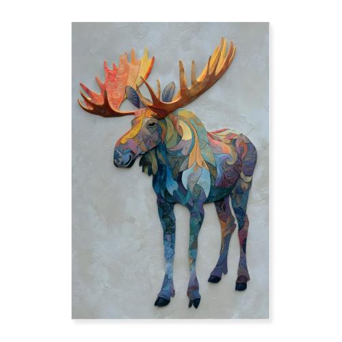 Colorful Mosaic Moose - Poster 24x36