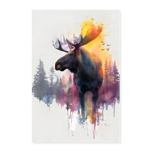 Moose: Aquarelle Wilderness - Poster 24x36