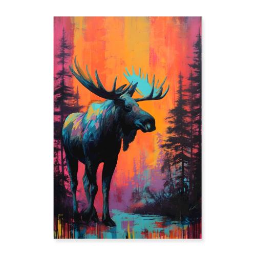 Surreal Wild Moose - Poster 24x36
