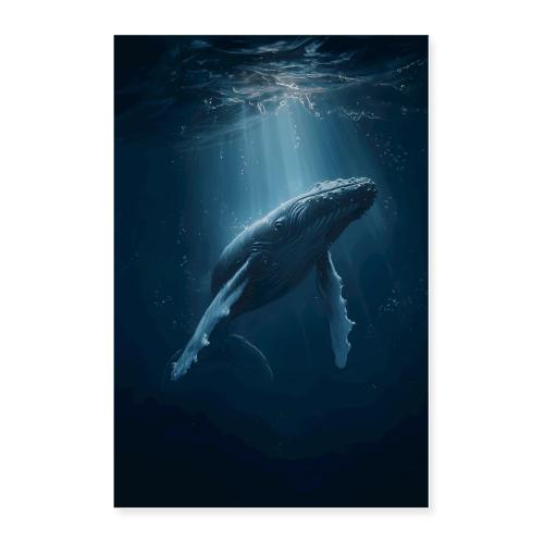 Whale: Deep Blue Majesty digital painting - Poster 24x36