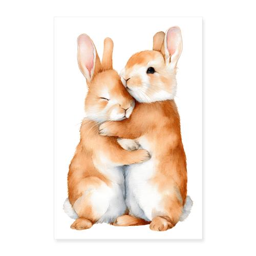 Hugging Bunnies - Poster 24x36