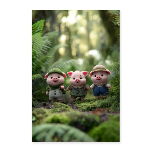 Piggy walk in the forest - Poster 24x36