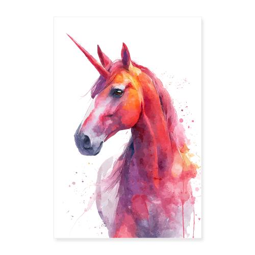 Watercolor Unicorn Portrait - Poster 24x36