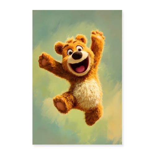 Jumping Bear in Joy - Poster 24x36
