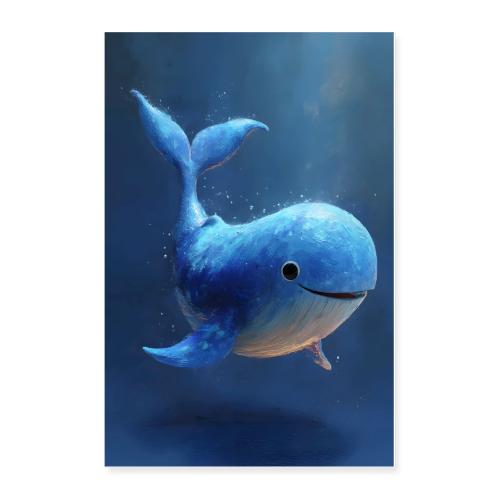 Joyful Blue Whale Portrait - Poster 24x36