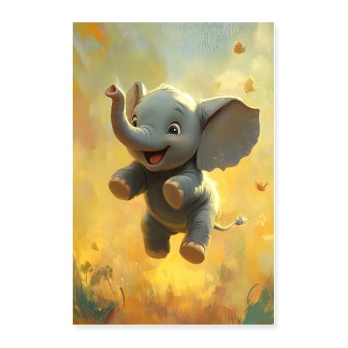 Floating Elephant Joy - Poster 24x36
